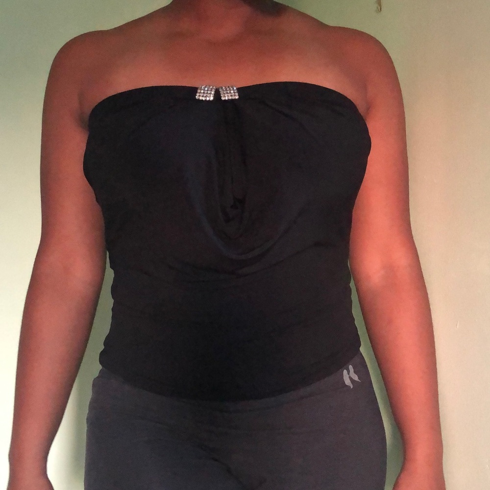 BEDAZZLED BLACK TUBE TOP
